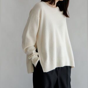 Classic Cream Crewneck Women's Sweater